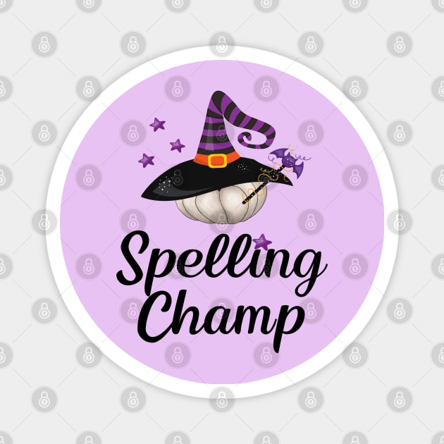 Halloween Witch Tshirt Funny Spelling Champ Costume Magnet by InnerMagic